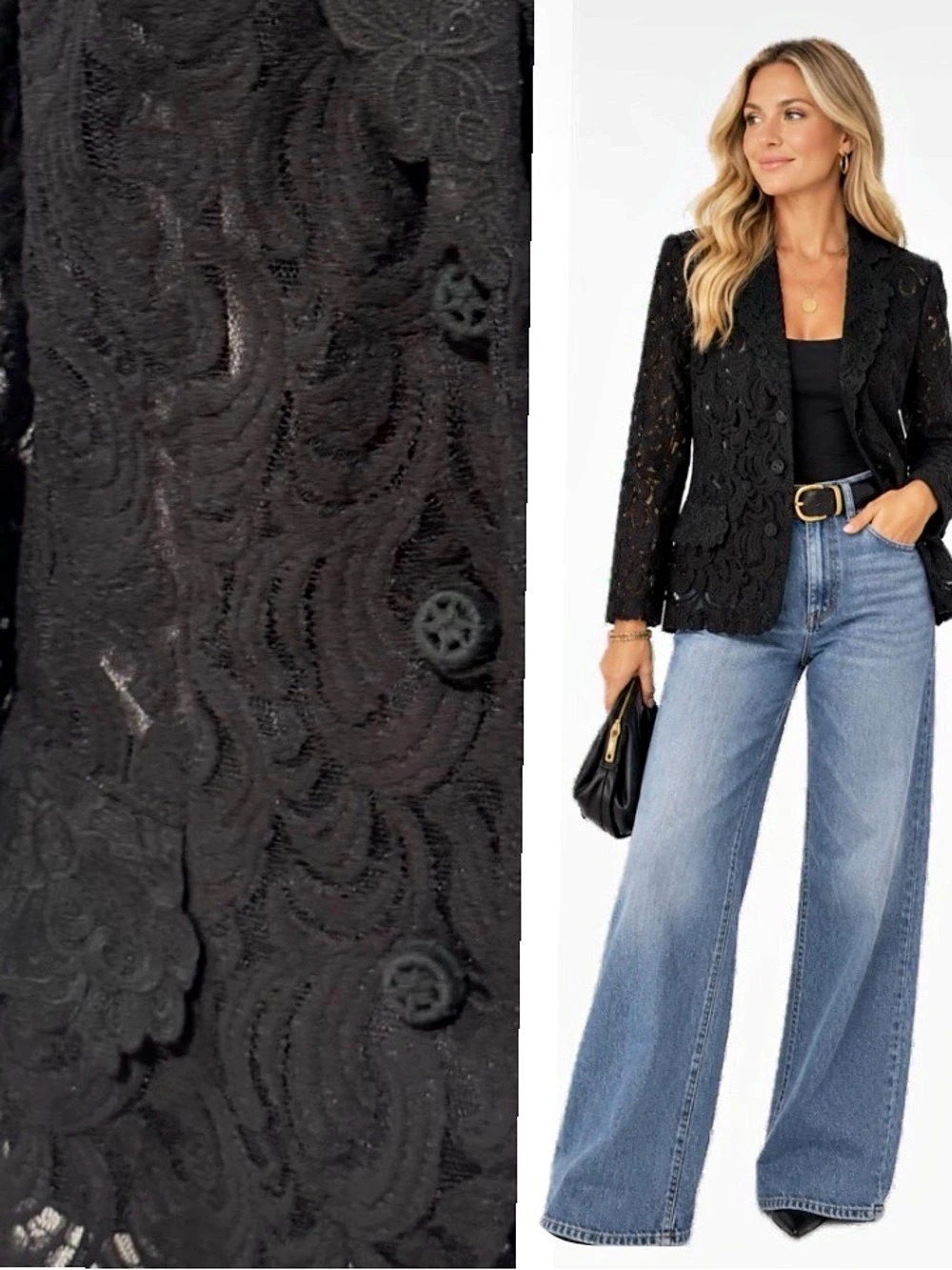 Byron Lars Beauty mark Black Paisley Lace Blazer Size 10 Like New